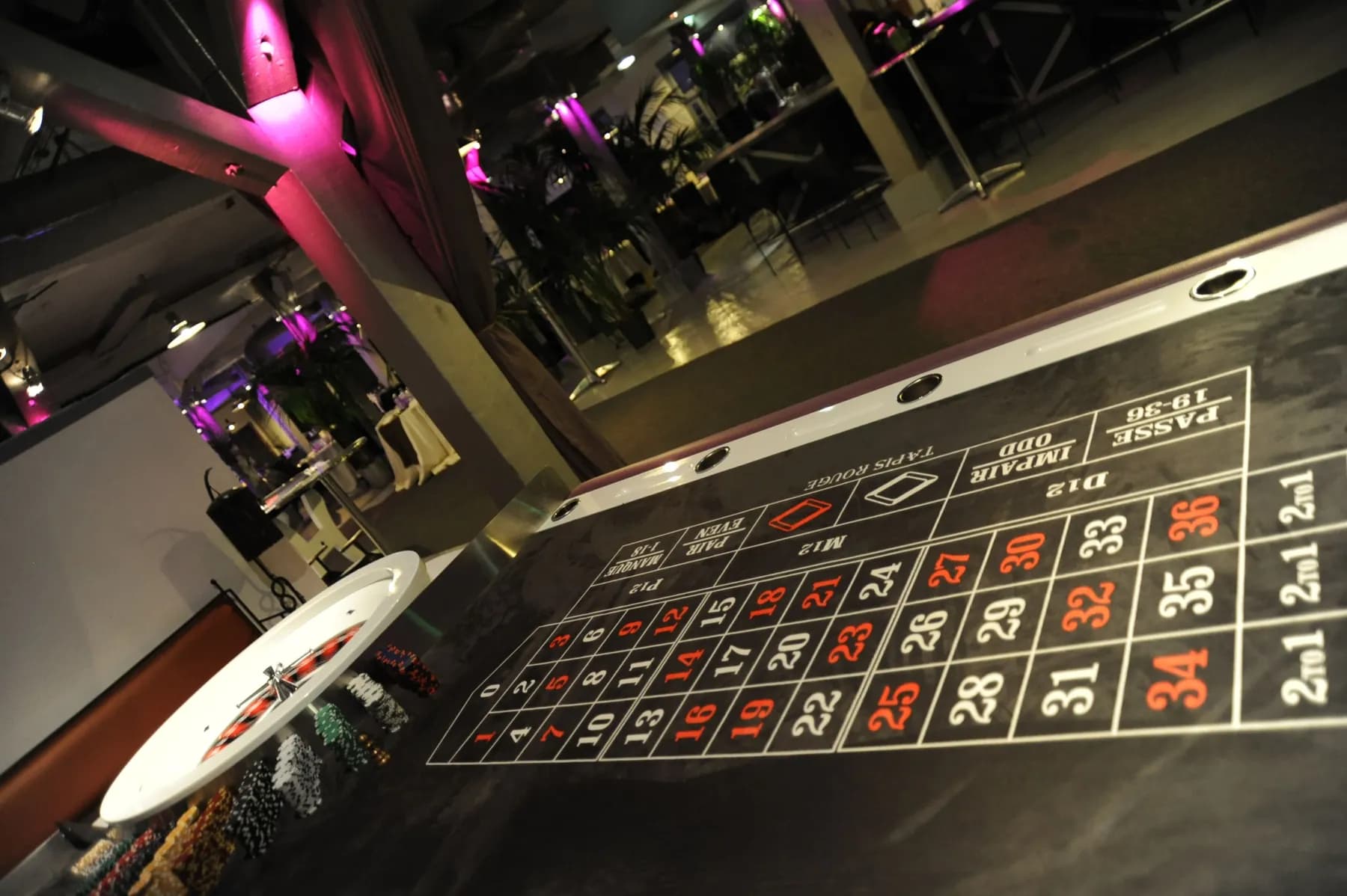 Tapis de roulette vu en plongée dans un loft