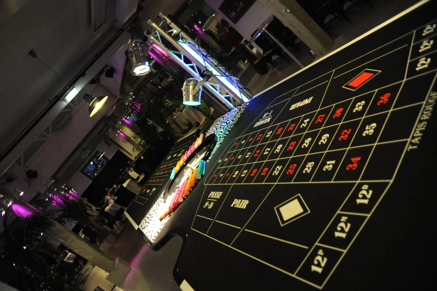 Tapis de roulette vu en plongée dans un loft